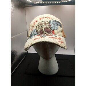 True Religion Brand Distressed StrapBack Trucker Hat Vintage Live Fast Die Young